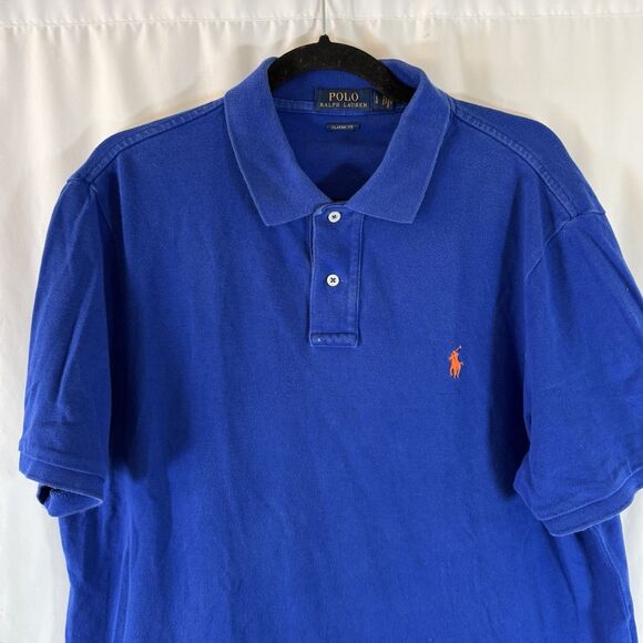 Polo Ralph Lauren Shirt Men's Large Blue Short Sleeve Classic Fit 100% Cotton - Picture 2 of 11